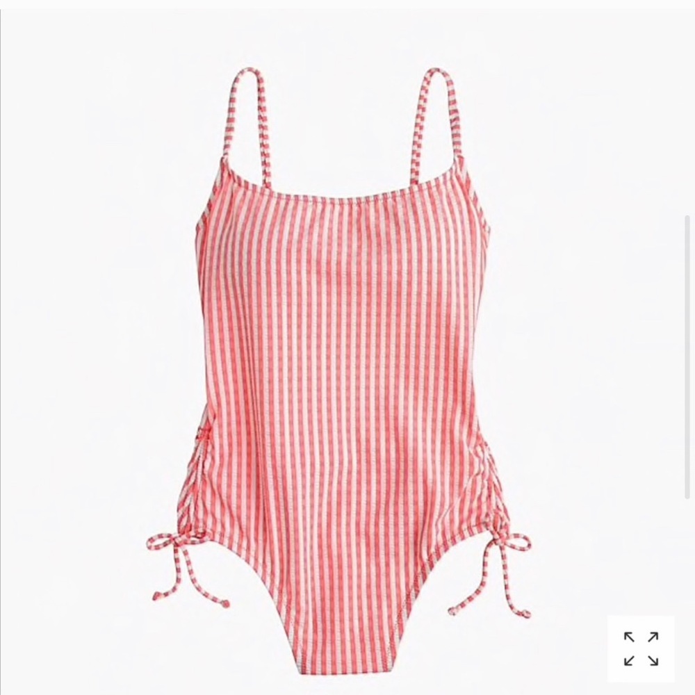 J.Crew seersucker coral / white striped one piece